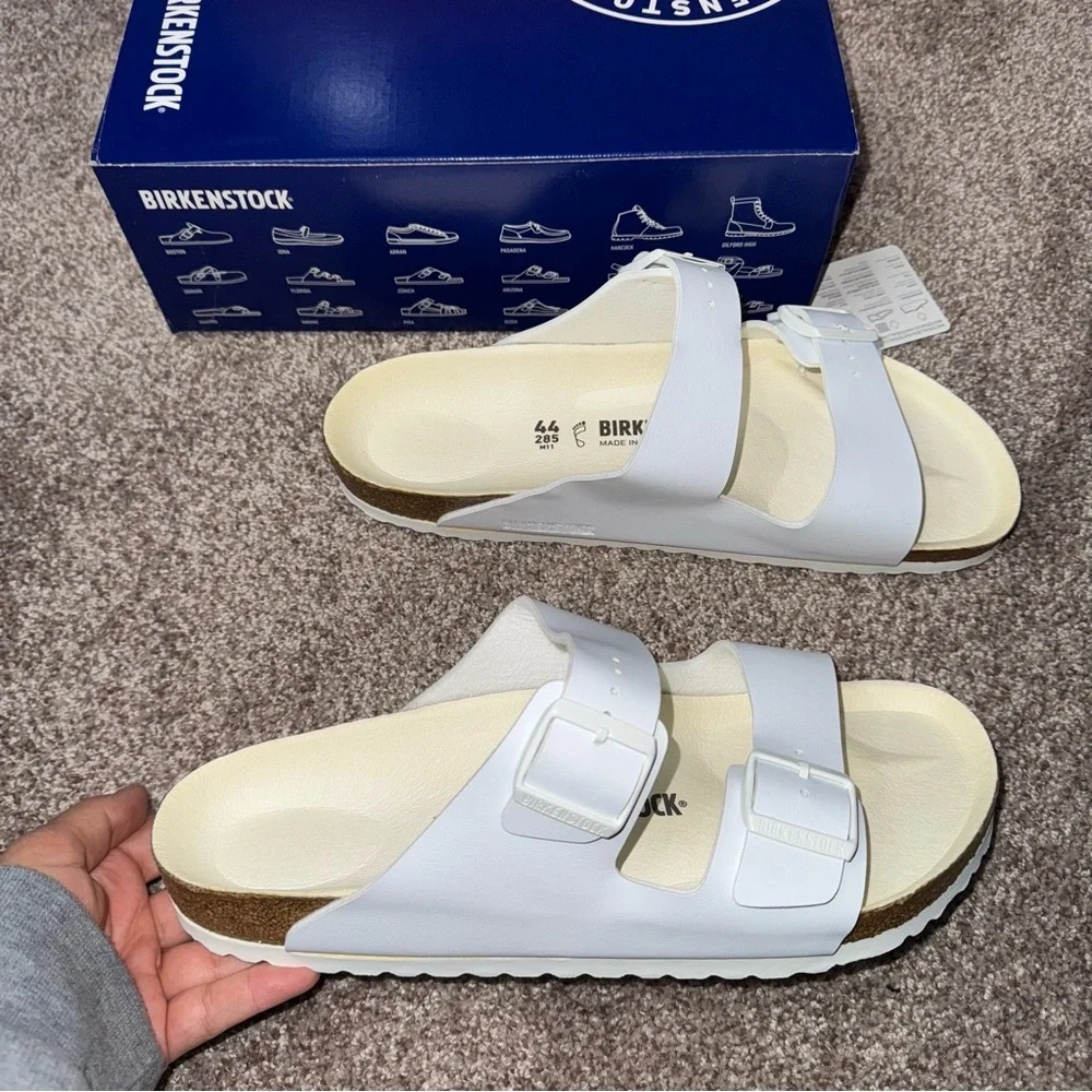 New Men’s Size 44 Birkenstock Arizona BS White